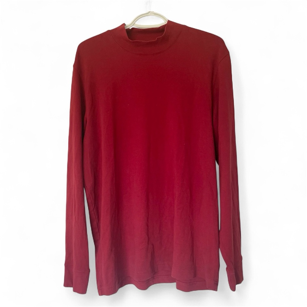 Eddie Bauer Long Sleeve Tee Shirt Cotton Mock Neck Large Normcore Outdoor Large